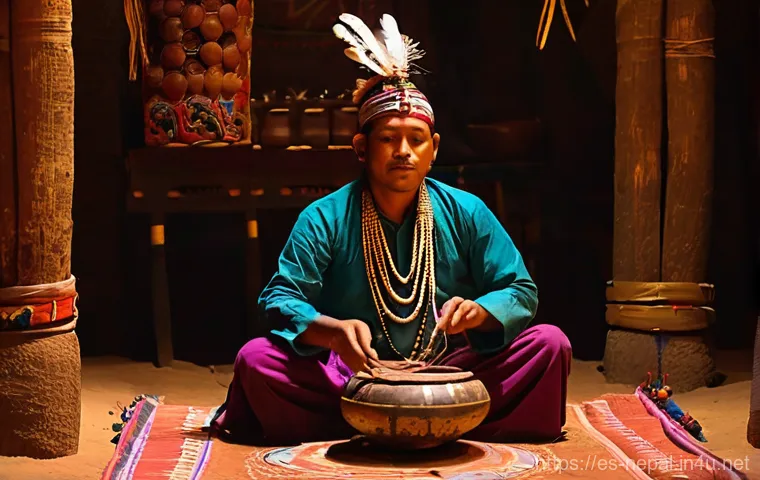 네팔 전통 약초와 치유 문화 - **Ayurvedic Consultation in a Himalayan Setting**: A serene, wide-angle shot of an elderly, wise-loo...