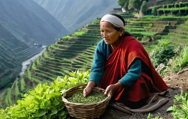 네팔 전통 약초와 치유 문화 - **Jhankri Shaman Performing a Healing Ritual**: A dynamic, respectful depiction of a Nepalese Jhankr...