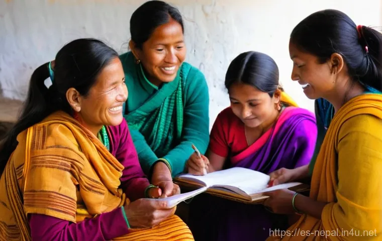 네팔의 국제 원조 및 개발 프로젝트 - **Prompt:** A vibrant scene in a reconstructed Nepalese village after the 2015 earthquake. Local vil...