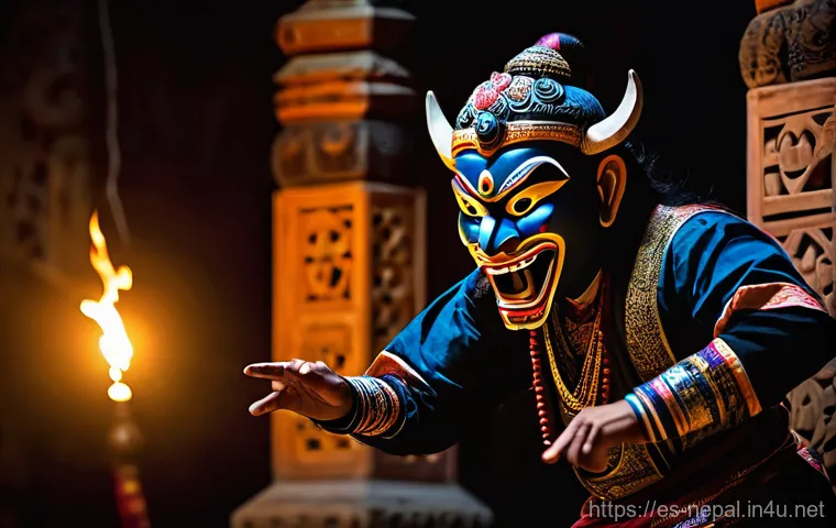 네팔의 유명한 전통 춤 - **Vibrant Nepalese Festival Dance in a Mountain Village:**
    A dynamic and joyful scene depicting ...