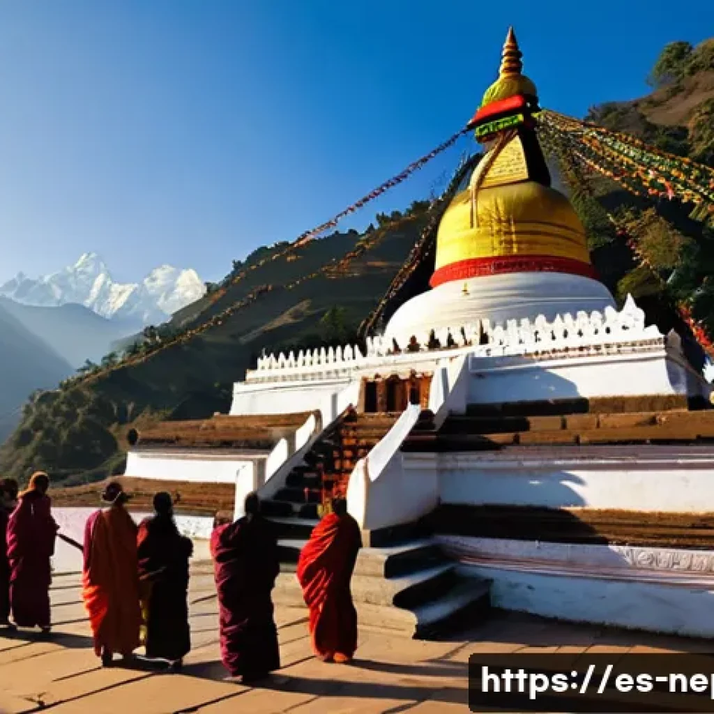 불교와 힌두교가 공존하는 네팔 종교 - **A Sacred Tapestry of Faiths in Nepal**
Prompt: A breathtaking wide shot of an ancient Nepali t...