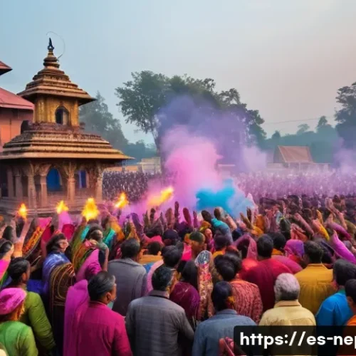 Home 32 네팔과 인도의 역사적 관계 - A vibrant cultural festival scene shared between Nepal and India, featuring diverse groups of people...
