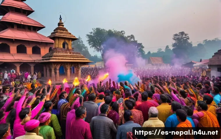 네팔과 인도의 역사적 관계 - A vibrant cultural festival scene shared between Nepal and India, featuring diverse groups of people...