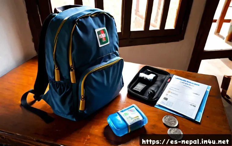 네팔 여행에서 알아두면 좋은 팁 - Photorealistic travel preparation scene for a Spanish-speaking visitor planning a Nepal trip, neatly...